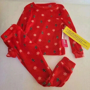 Pajamas Red Winter Snowflake 2 Piece Pants Set Christmas Red White New size  24